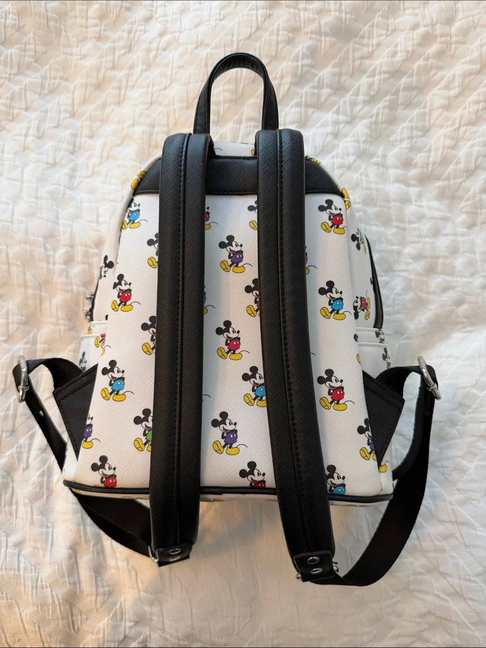 Loungefly White Mini Backpack with Multicolor Mickey Print
